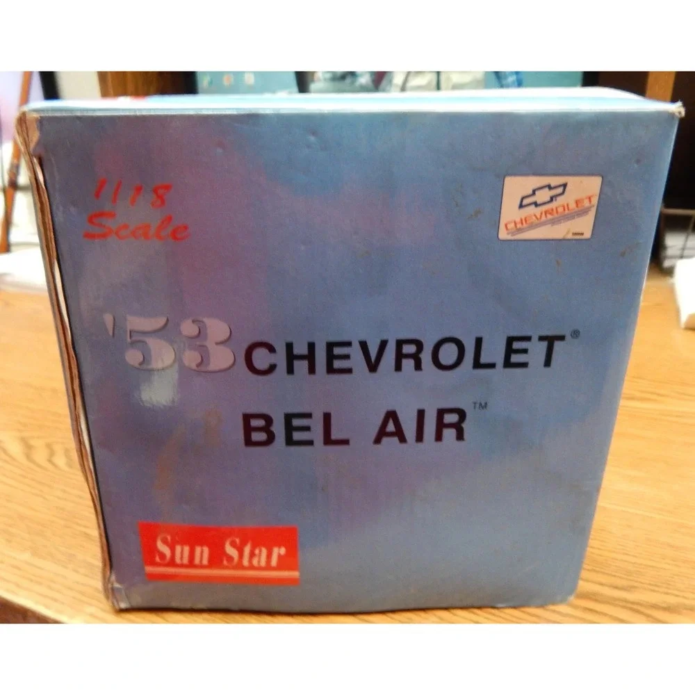SUN STAR 1602 53 CHEVY BEL AIR IN GREEN COLOR DIE CAST CAR NIB 1/18 ROUGH BOX